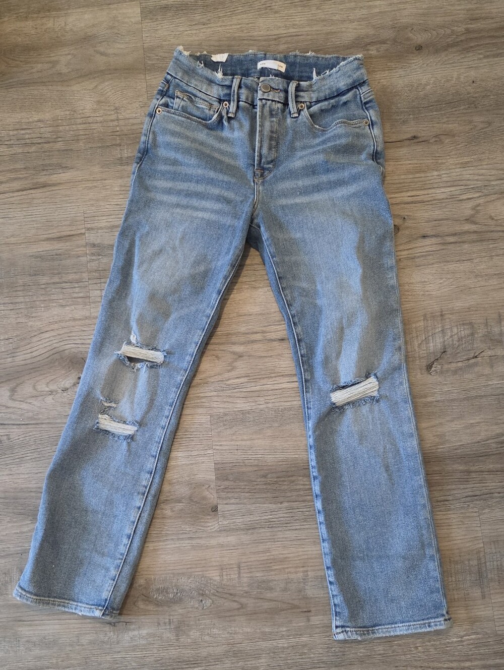 NWT Good American Good Legs -Eco Mid-Rise Straight Leg Distressed Jeans 2 / 26 - Picture 2 of 16